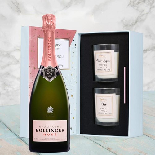 Bollinger Rose Champagne 75cl With Love Body & Earth 2 Scented Candle Gift Box